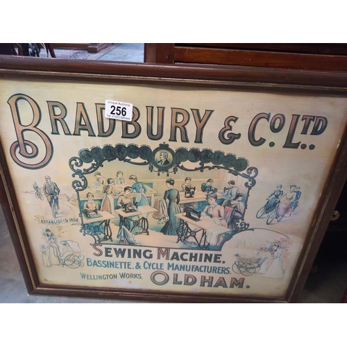 256 - A framed & glazed 'Bradbury & Co Ltd sewing machine' advertising poster (55cm x 46cm) COLLECT ONLY