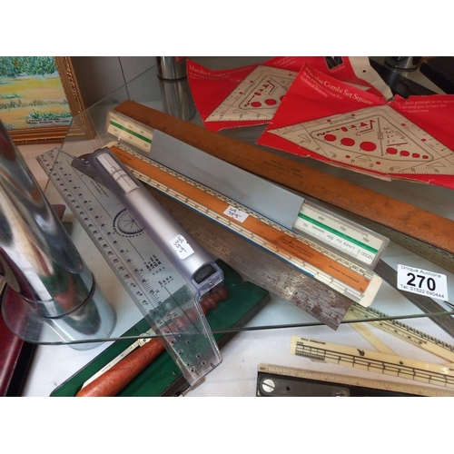 270 - A good selection of vintage rulers & scientific equipment COLLECT ONLY