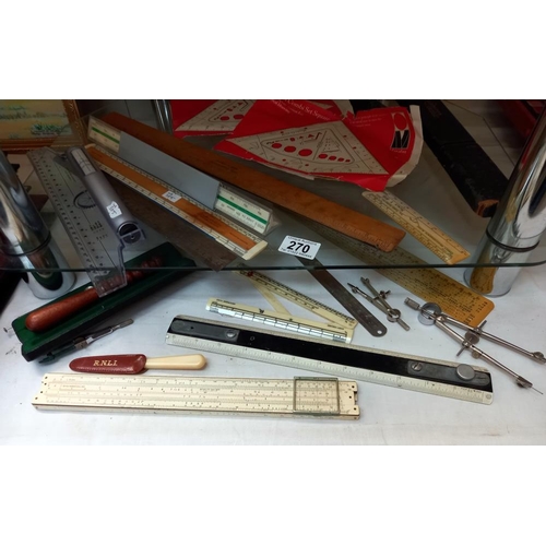 270 - A good selection of vintage rulers & scientific equipment COLLECT ONLY