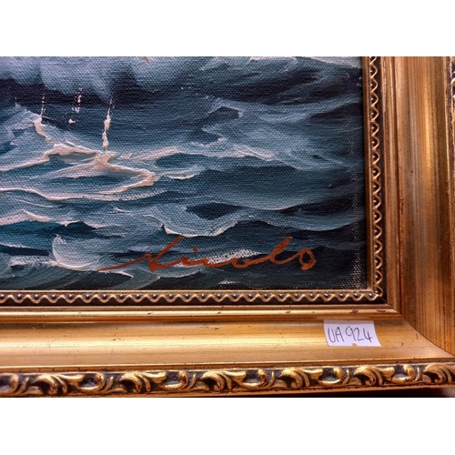 281 - An oil on board of sailing clipper ship (48cm x 57cm) COLLECT ONLY