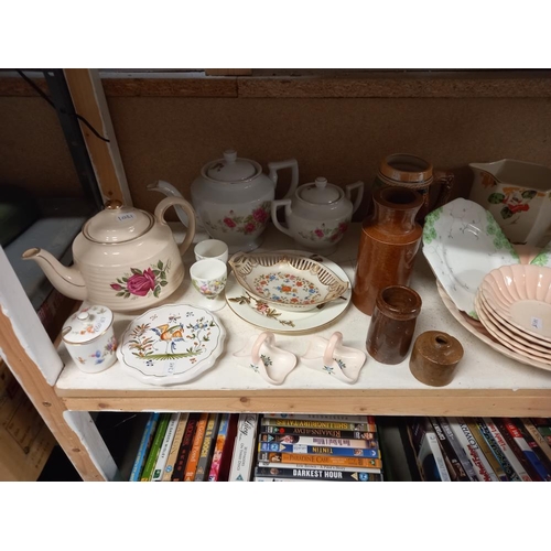 308 - 2 shelves of Antique and Vintage pottery Collect Only