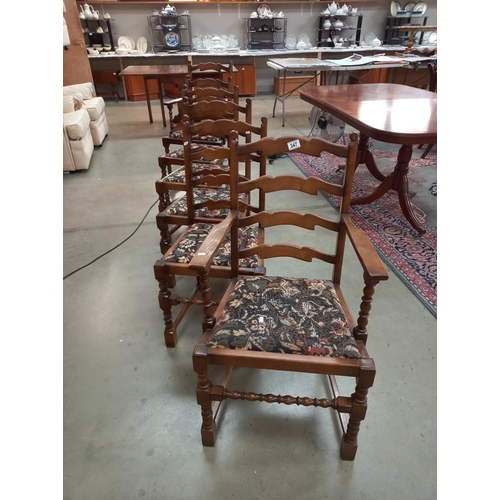 347 - A good set of six oak ladder back dining chairs, COLLECT ONLY.