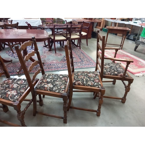 347 - A good set of six oak ladder back dining chairs, COLLECT ONLY.