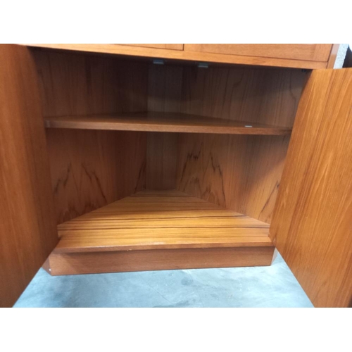 365 - A modern teak corner display cabinet, COLLECT ONLY.