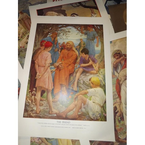 215 - A quantity of religious' posters and art paper Collect only