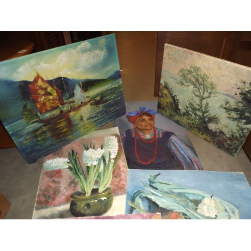 217 - A quantity of oil paintings on boards and paper Collect only