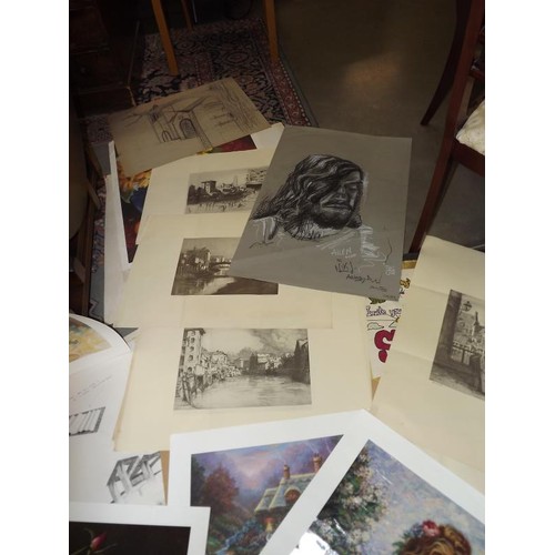 231 - A quantity of prints , sketches and still life drawings in a selection of media Collect Only