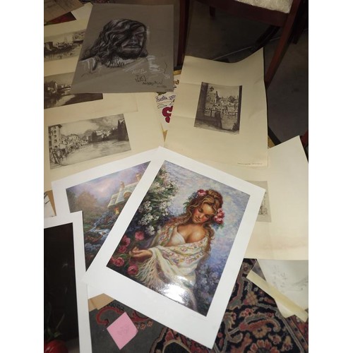 231 - A quantity of prints , sketches and still life drawings in a selection of media Collect Only