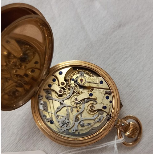 1025 - A gold plated pocket watch marked H F Neale, Cape Town, not working.