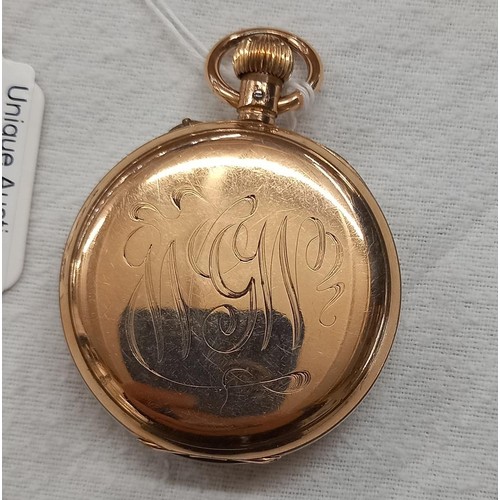 1025 - A gold plated pocket watch marked H F Neale, Cape Town, not working.