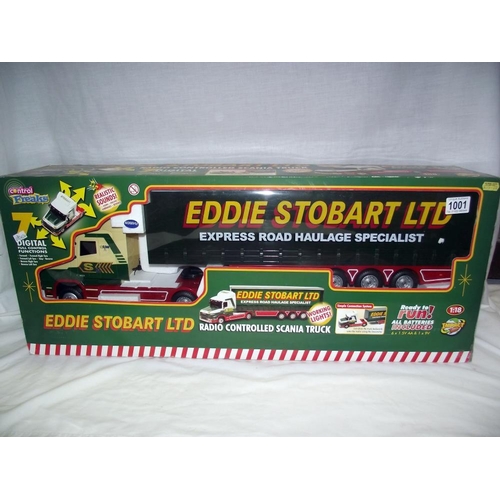 1001 - A boxed control freaks Eddie Stobbart 1/18 scale radio controlled Scania truck, box looks sealed so ... 