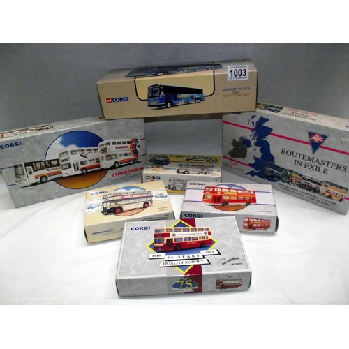 1003 - Quantity of boxed Corgi buses including Stagecoach set