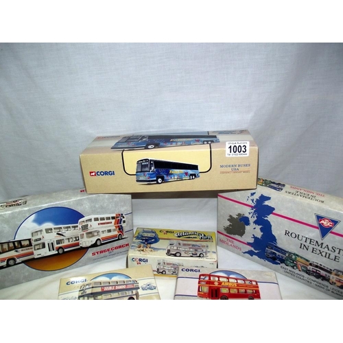 1003 - Quantity of boxed Corgi buses including Stagecoach set