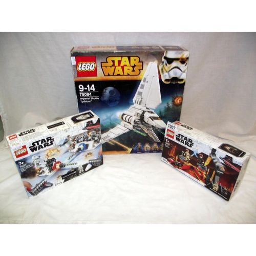 1007 - 3 boxed Star Wars Lego 2 sealed, 1 open but appears complete