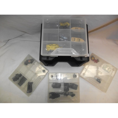 1018 - 4 plastic storage drawers/units containing Lesney diecast vehicles