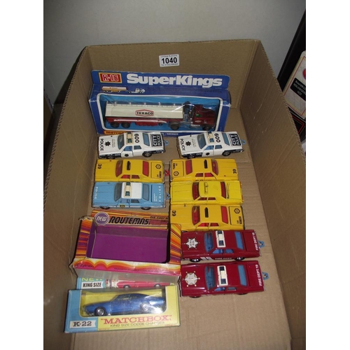 1040 - A quantity of Matchbox Superkings including Plymouth Gran Fury emergency vehicles boxed Kingsize K-2... 