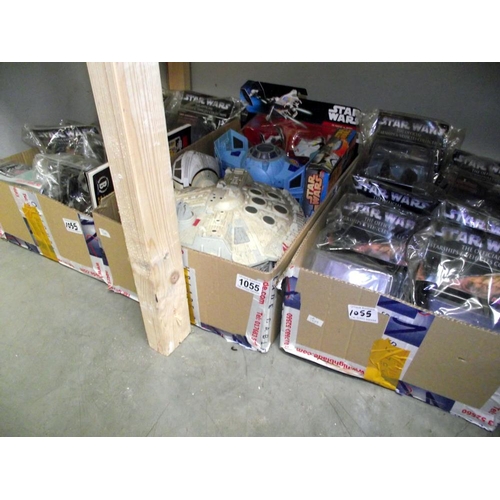 1055 - 3 boxes of Star wars official starships and vehicles collection and others