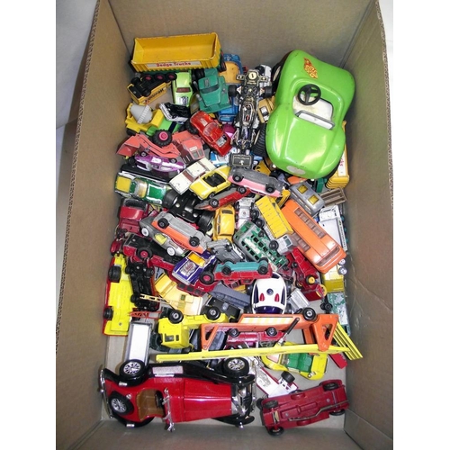 1067 - A large box of mixed play worn diecast including Matchbox etc