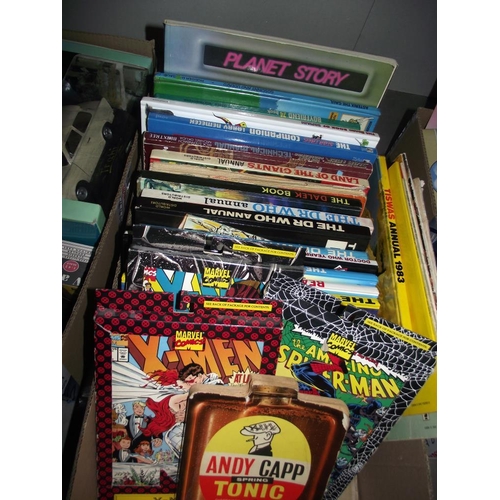 1071 - A large box of vintage children's annuals etc  including Doctor Who, Tiswas, Beano etc