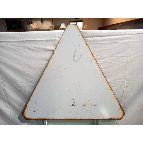 2106 - A Michelin metal triangle sign, 86.5 x 75 cm, COLLECT ONLY.