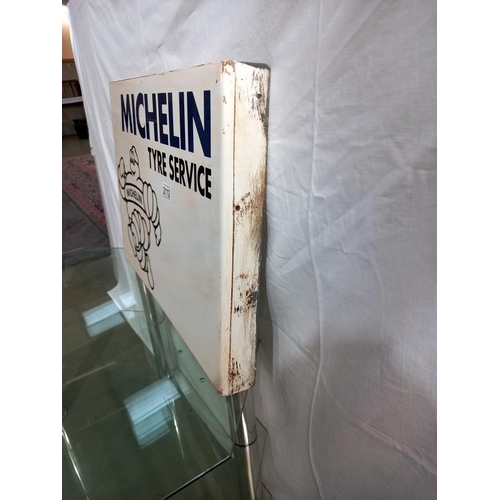 2112 - A double sides Michelin Tyre service metal sign, 58 x 42 cm, COLLECT ONLY.