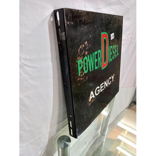 2128 - A Power Diesel Agency double sided sign, 46 x 45 cm, COLLECT ONLY.