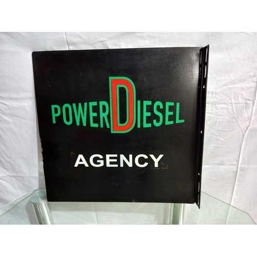 2128 - A Power Diesel Agency double sided sign, 46 x 45 cm, COLLECT ONLY.