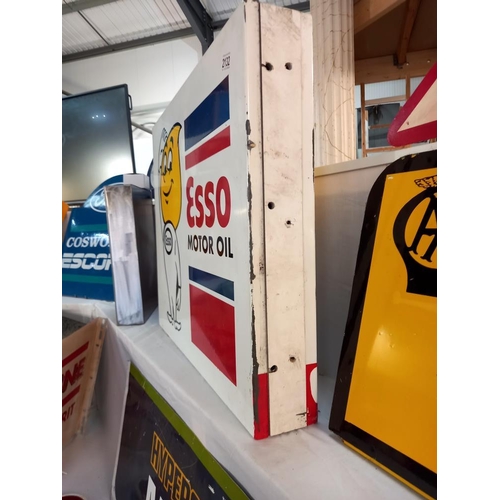 2132 - A double sided Esso Motor Oil sign, 69 x 60 cm, COLLECT ONLY.