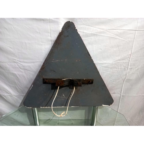 2136 - A Texaco triangle metal sign, 65 x 57 cm, COLLECT ONLY.