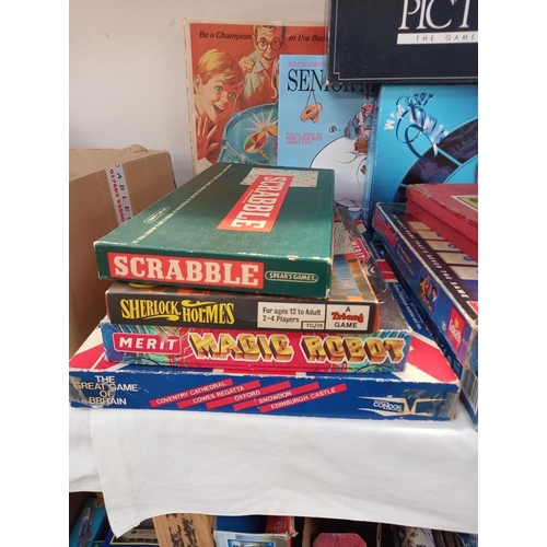 1104 - A good selection of vintage board games etc including Magic Robot, Tri-ang, Sherlock Holmes etc comp... 