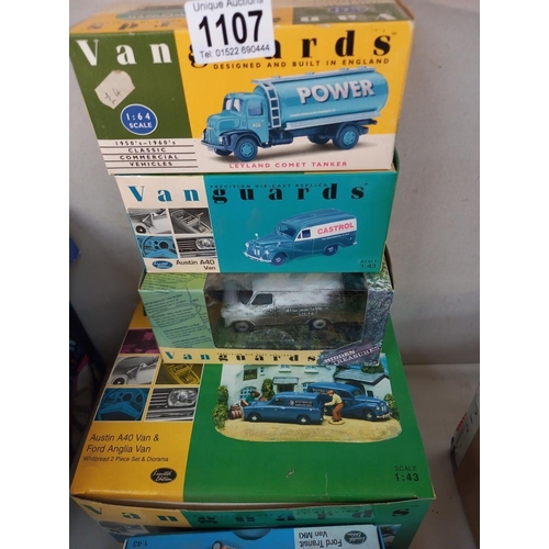 1107 - A good selection of Vanguards models including Whitbread BD1002 Anglia and A40 2 piece diorama set