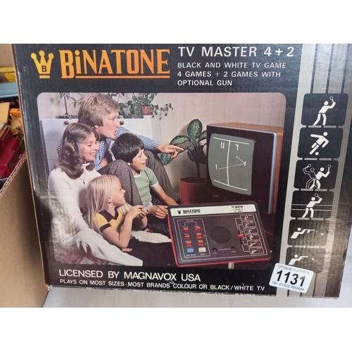 1131 - A boxed Binatone TV master 4 x 2 pong tv game and CGL galaxy invader 1000, plus quickshot joy stick ... 