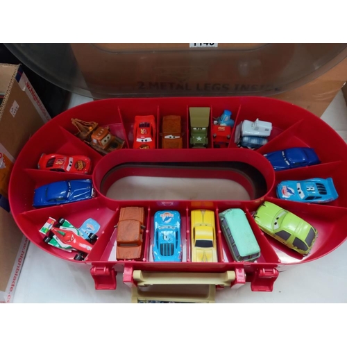 1144 - 2 'Disney Cars' carry cases filled with diecast models from the Lightning McQueen movie, 33 cars in ... 