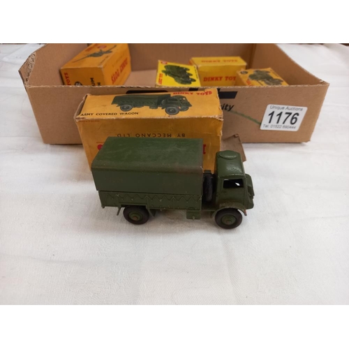 1176 - 5 boxed Dinky military vehicles 692, 676, 670, 674 and 623