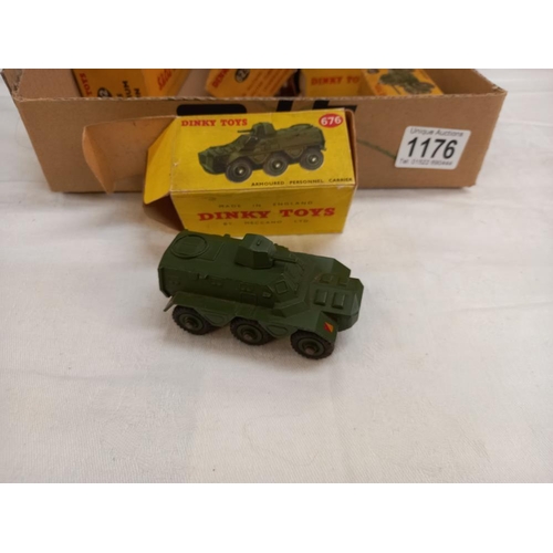 1176 - 5 boxed Dinky military vehicles 692, 676, 670, 674 and 623