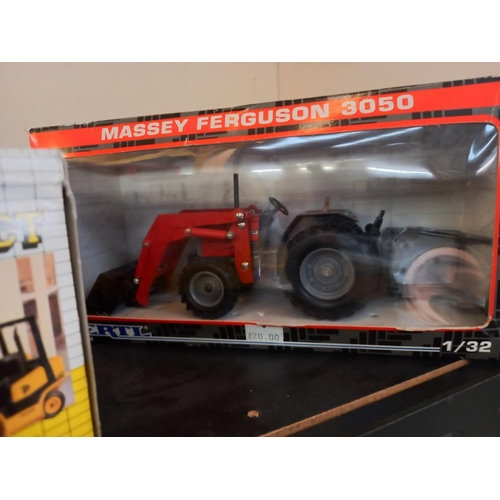 1191 - Ertl Massey Ferguson Joal teletruck JCB compact and Cerberus McCormick cx100 tractor