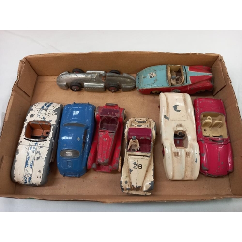 1203 - A tray of Dinky Sports cars including Porsche, MG, Triumph Sunbeam etc