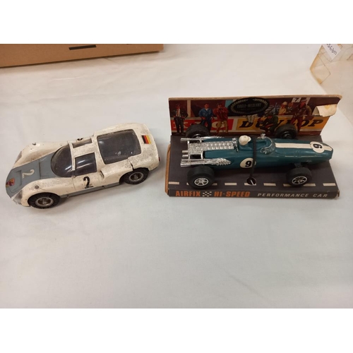 1204 - 2 boxed Scalextric C82 Lotus and C81 Cooper and Airfix hi speed Eagle weslake and a monogram slot ca... 