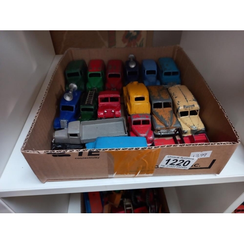 1220 - A tray of Dinky commercial vehicles including Austin A40 and Bedford vans etc