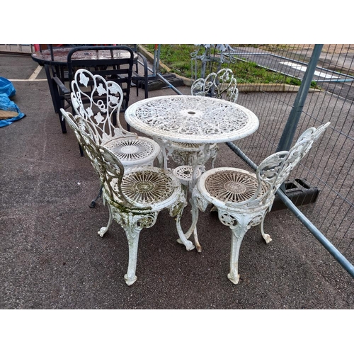 1827 - A vintage cast table and four chairs, COLLECT ONLY.