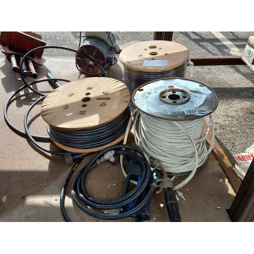 1837 - Three drums of new cable, COLLECT ONLY.