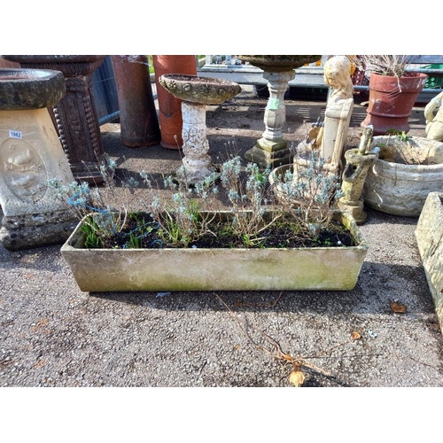 1863 - A weathered concrete trough, 93 x 22 cm, COLLLECT ONLY