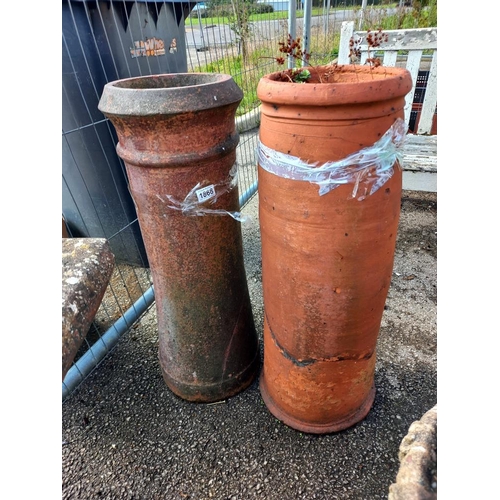 1868 - Two terracotta chimney planters, COLLECT ONLY.