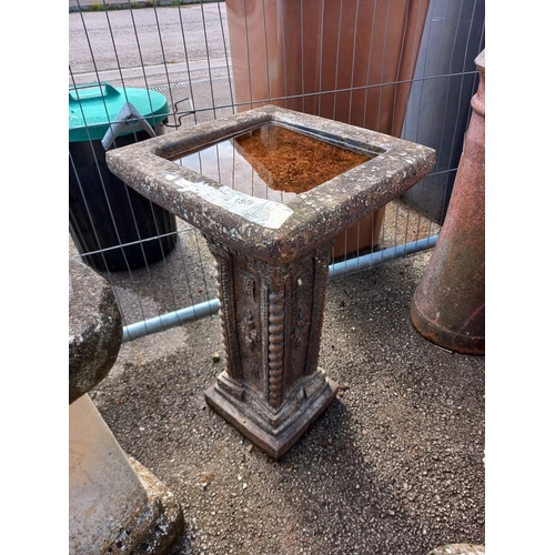 1869 - A weathered square top bird bath, COLLECT ONLY.