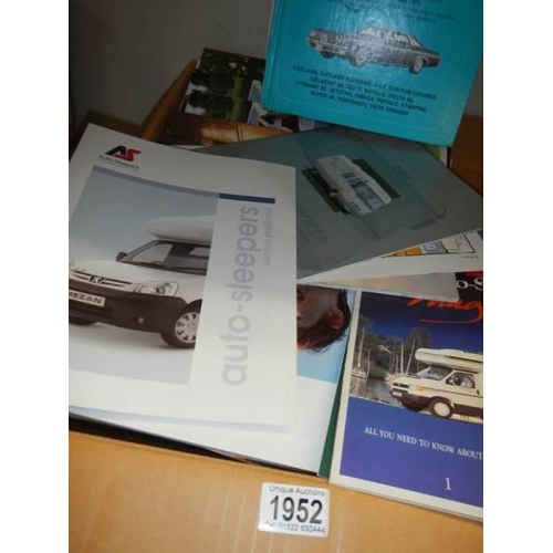 1952 - A box of Motor Campers magazines, Oldsmobile tune up repair guide etc., COLLECT ONLY/