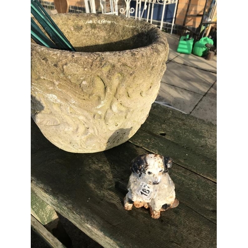 1876 - An outside wood table and a planter. COLLECT ONLY