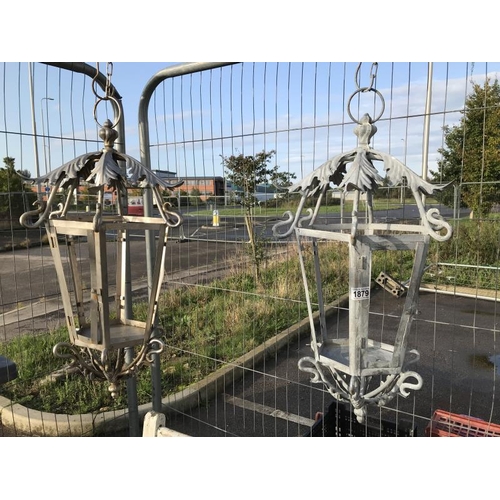 1879 - Two ornamental metal hanging lanterns, COLLECT ONLY