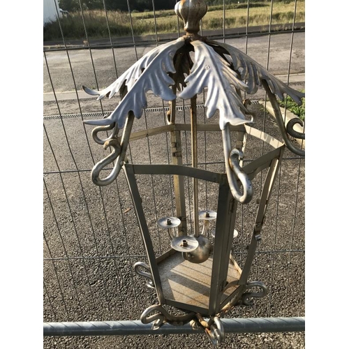 1904 - Three galvanised outdoor lamps, COLLECT ONLY