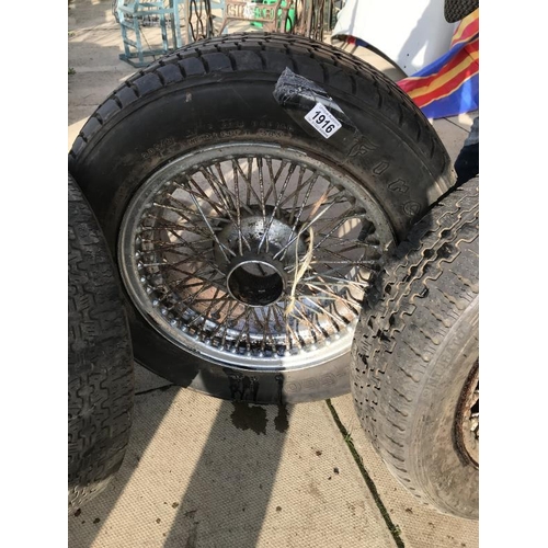 1916 - Three decorative wire wheels, 1 x 15