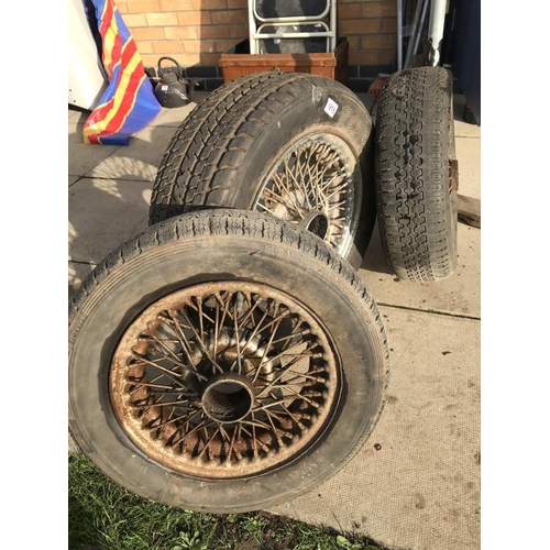 1916 - Three decorative wire wheels, 1 x 15